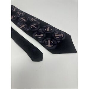 Vintage Handpainted Silk Robert Daskal Tie - Black And Purple Geometric Novelty